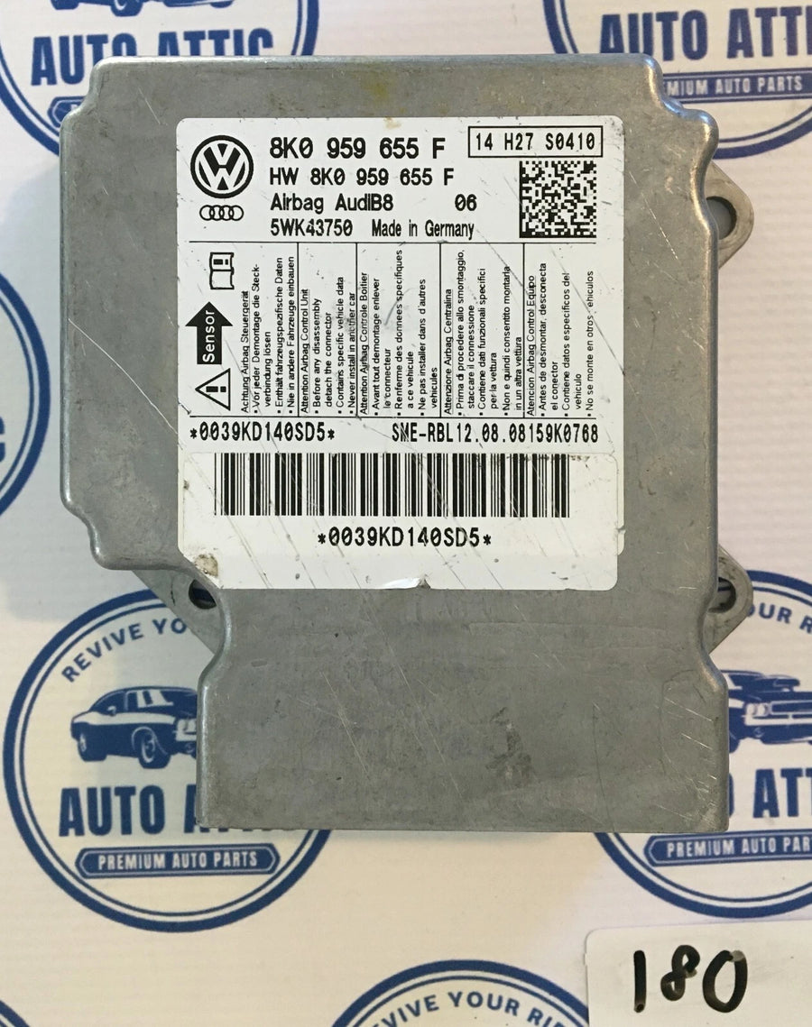 Supplemental Restraint System Bag Control Module 8K0959655F Audi A4 2009-2010 OEM